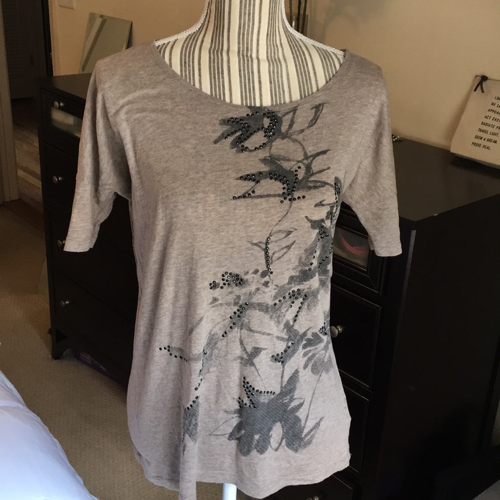 Loose fit printed tee t-shirt black flower